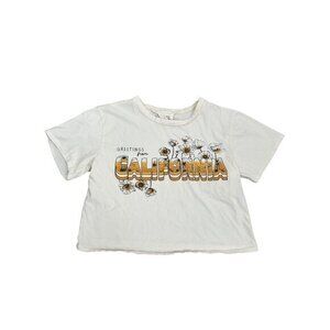 Greetings From California Graphic Tee White Cropped Fit By French Pastry S 100%
